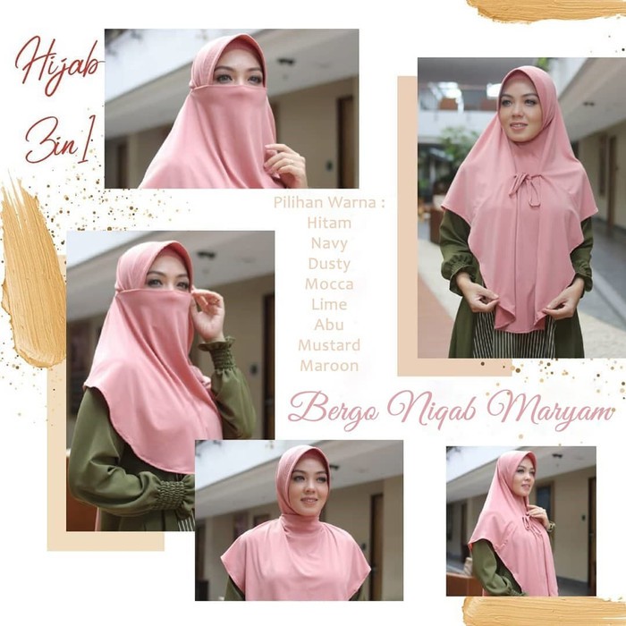 Jilbab Hijab Instan Cadar Bergo Maryam Niqab Masker Cadar Terbar