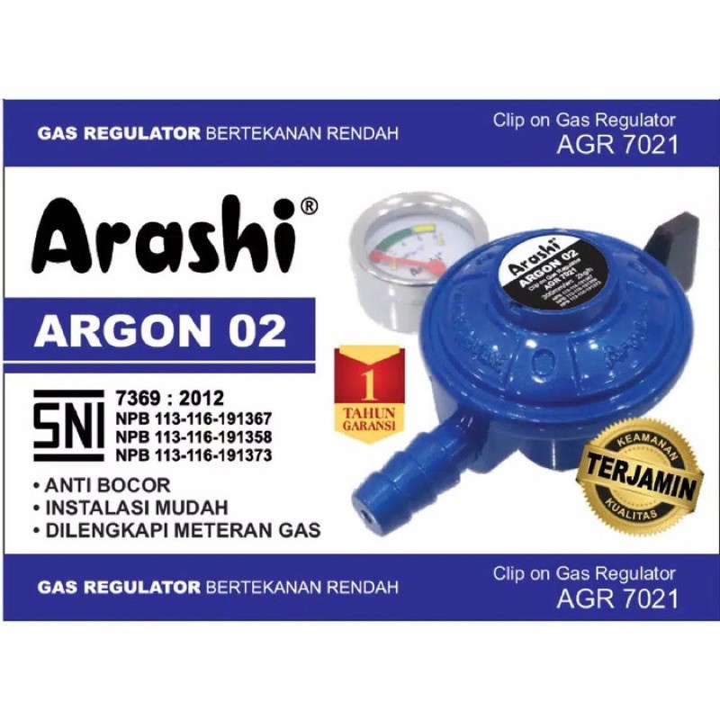 ARASHI Regulator Meter Argon 02 / Kepala Gas / Anti Bocor / SNI