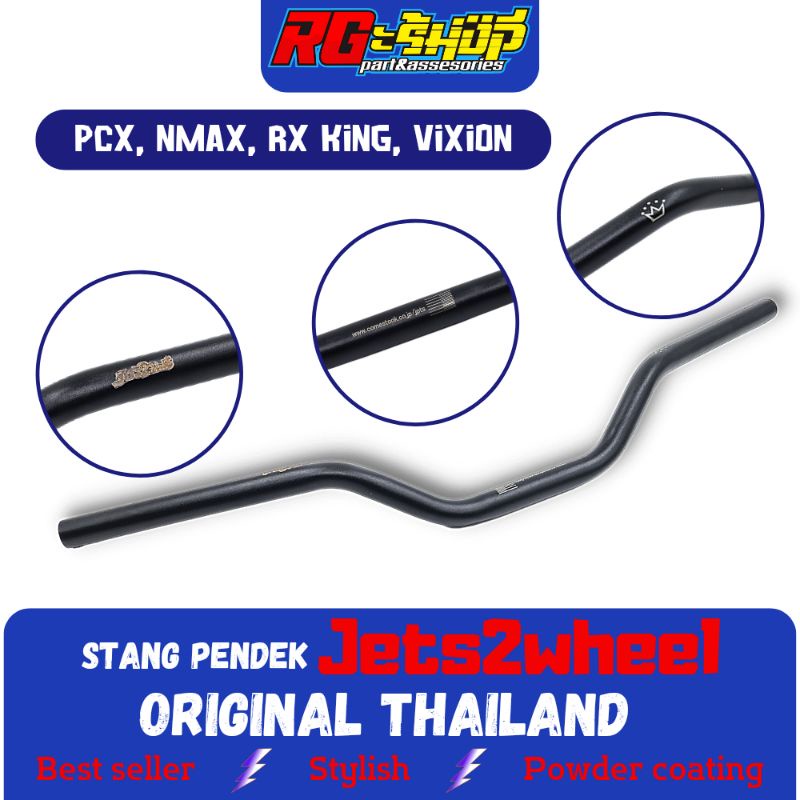 Stang Stir Ceper Pendek Landai Fatbar Jets2wheel Jetwheel Black PCX 150 Nmax Rx King Vixion Original