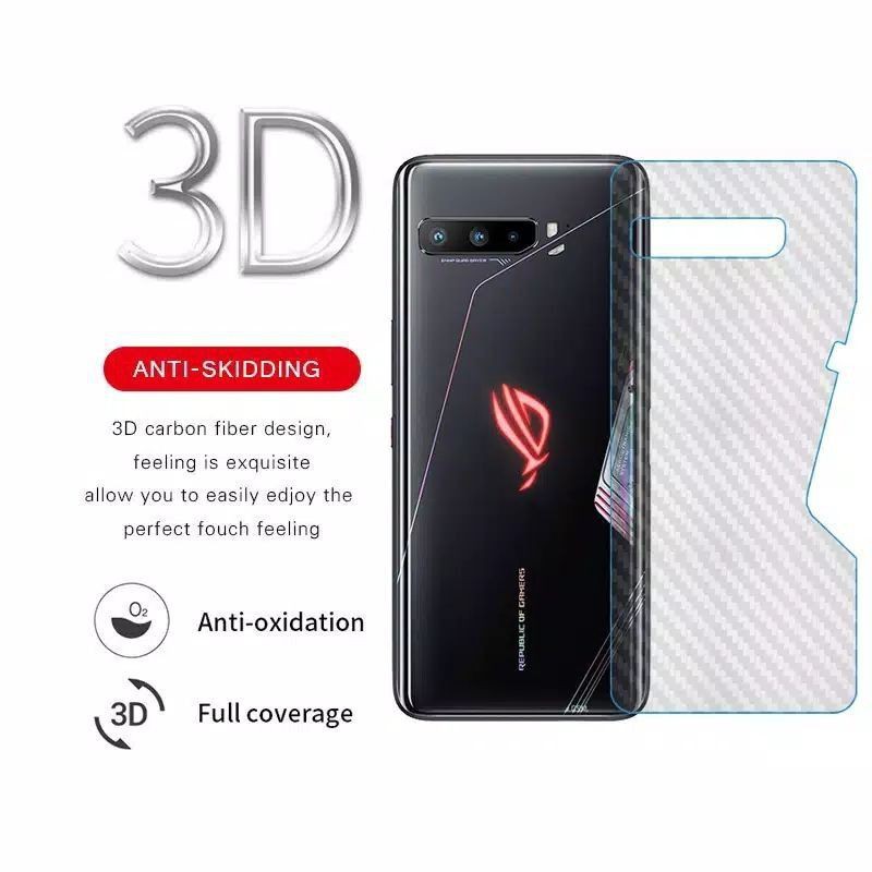 Asus ROG 2 ROG 3 ROG 5 / 5s Anti Gores Skin Karbon Belakang Screen Guard Protector Carbon ROG2 ROG3 ROG5