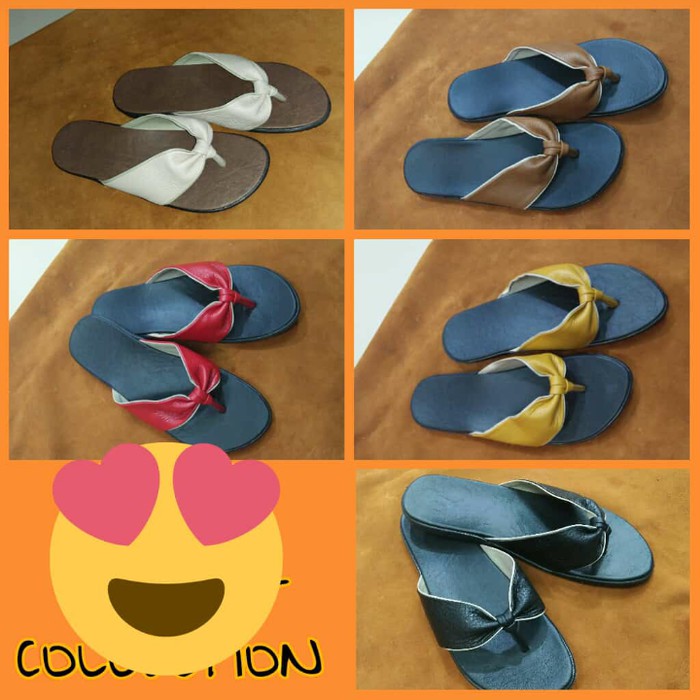  Sandal  wanita  model jepit handmade Kulit Asli Garut 