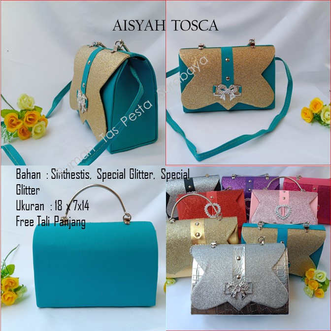 TAS PESTA AISYAH MODEL CLUCTH DAN SELEMPANG TERKESAN MEWAH DAN ELEGAN READY