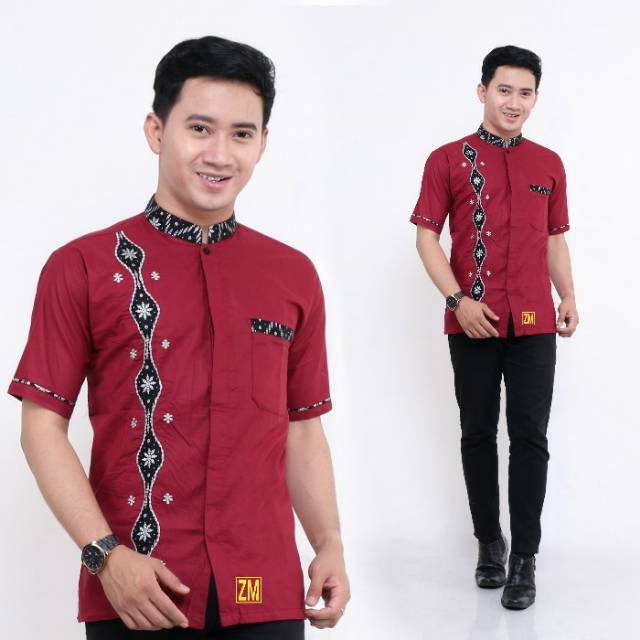 koko batik motif rante/koko elegan/batik keren/koko dewasa motif batik/baju muslim pria dewasa/baju 