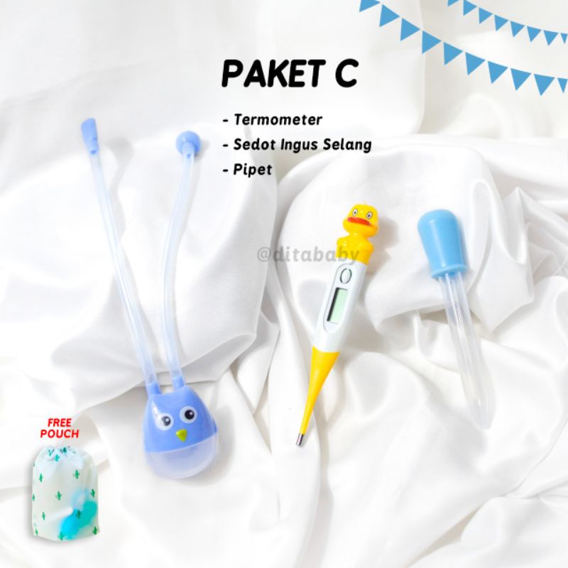 (BONUS POUCH ) PAKET BABYCARE KESEHATAN TERMOMETER KARAKTER SEDOT INGUS SELANG PIPET OBAT BAYI  3IN1 PERLENGKAPAN BAYI KEBUTUHAN BAYI BABY CARE BAYI PAKET P3K BAYI PAKET PERAWATAN BAYI PAKET KESEHATAN BAYI