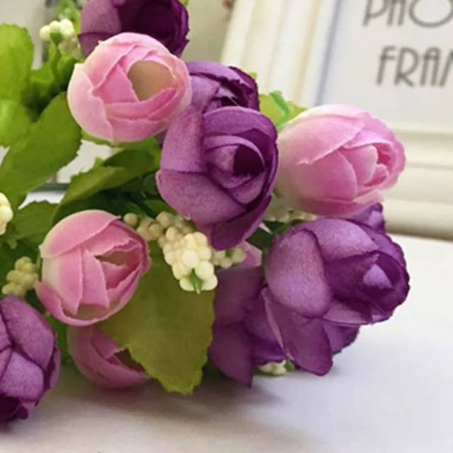 Bunga artificial mawar kuncup 15 kepala bunga