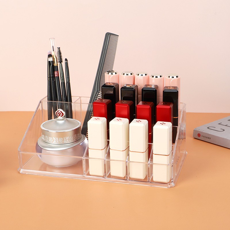 Rak Lipstik Organizer Akrilik Kotak Penyimpanan Lipstick Make Up Organizer Kosmetik