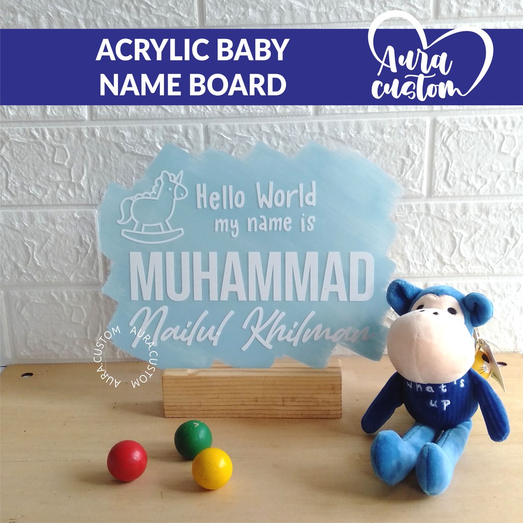 ACRYLIC BABY NAME BOARD SIGN ANNOUNCEMENT |Kado Bayi Newborn Nama Bayi Baru Lahir Akrilik Papan Akte