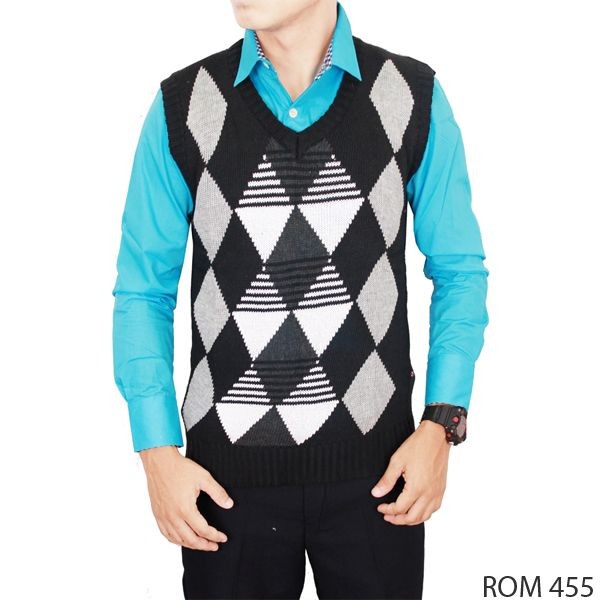 Crocheted Vests For Men Rajut Hitam – ROM 455