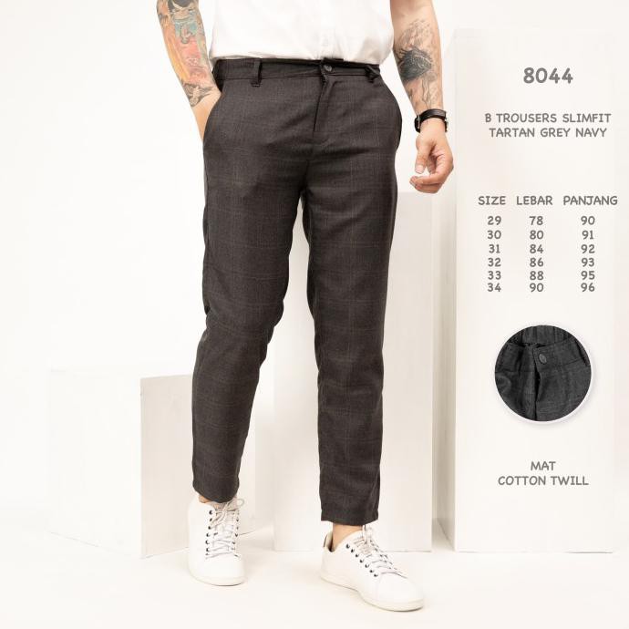 Celana Panjang Pria / Celana Chino Motif Kotak-Kotak