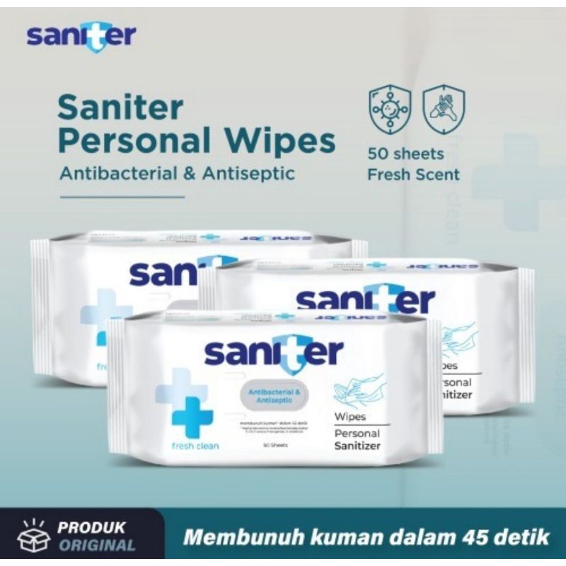 Saniter Tissue Wipes Antibacterial Antiseptik - Tissue Basah Antibakteri dan antiseptik