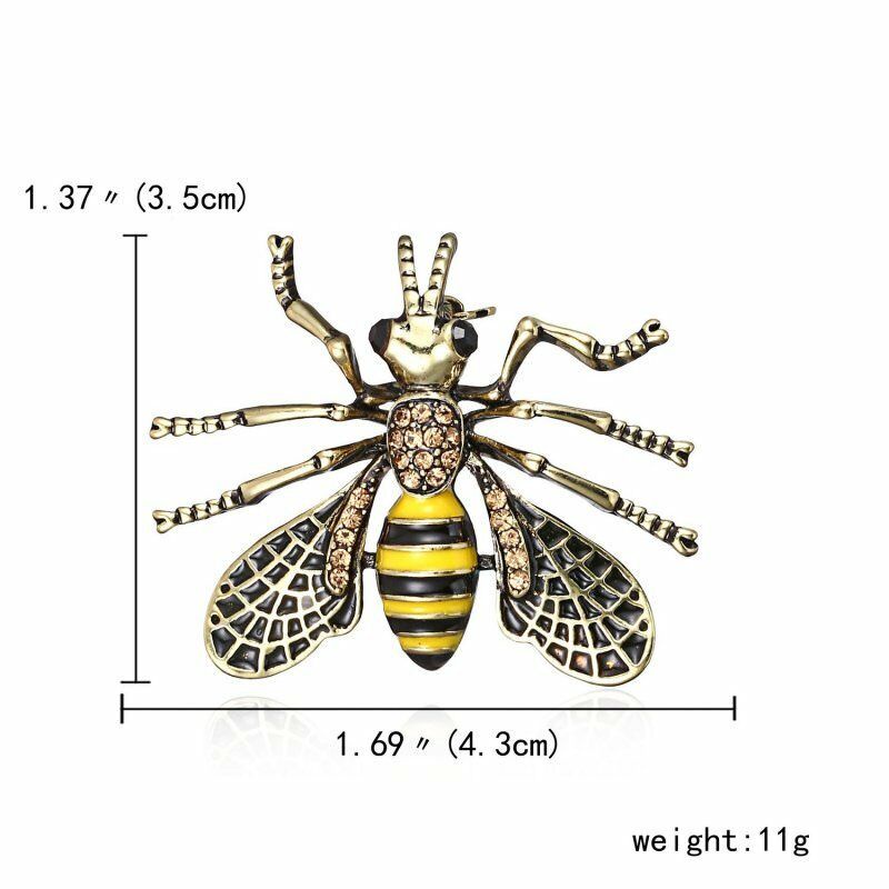 Bros Bentuk Lebah Lapis Emas Aksen Kristal Untuk Wanita