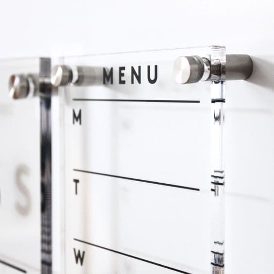 Menu Weekly Planner Akrilik | Weekly Meal Planner Dinding Acrylic Wall Calendar Dapur Jadwal Makan