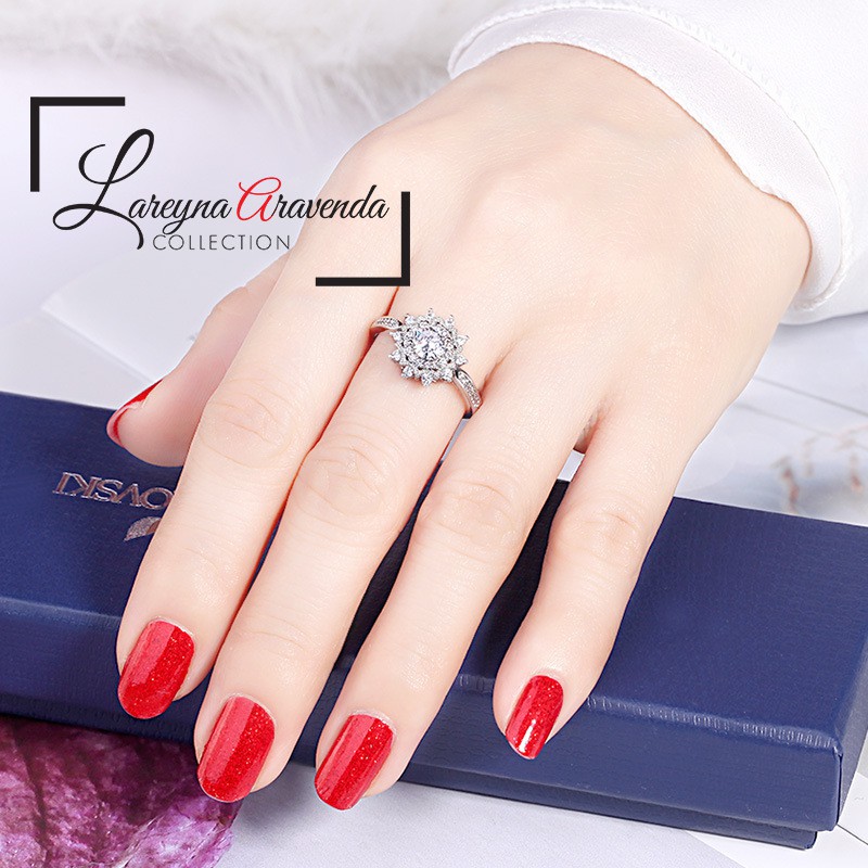 Cincin Wanita Model Snowflake Diamond Crystal Zirconia CC002