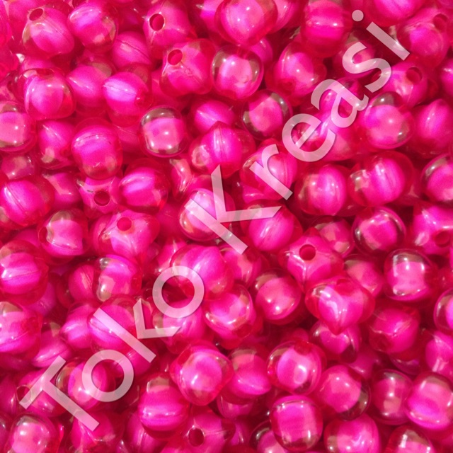 Mote / Manik isi bentuk belimbing 8mm warna pink fanta