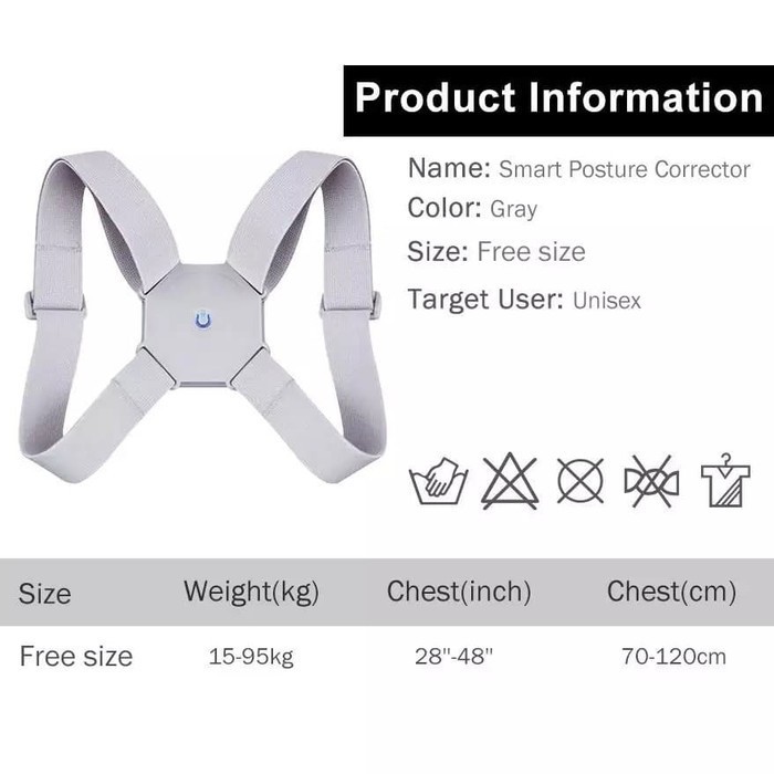 Adjustable Smart Back Posture Correction Vibration Alat Terapi Reposisi Punggung Tegak