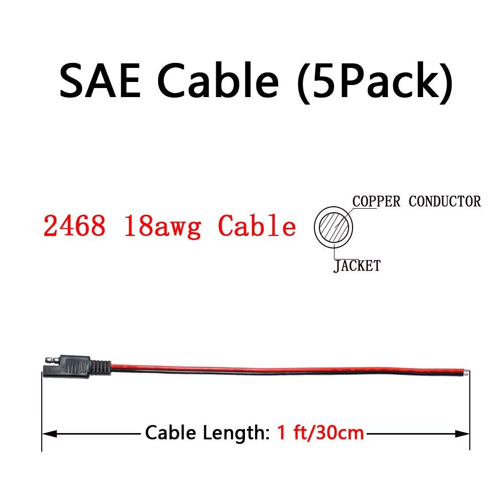 ELEGANT 2/4 PCS SAE Connector Cable 18AWG Battery Plug Wire Power Automotive Cable 30CM Solar Panel Solar Plug 2 Pin Quick Disconnect Car Jump Starter Extension Cable