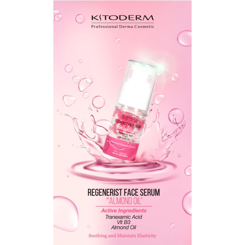 Kitoderm Regenerist Face Serum Almond Oil 20ml Original / Serum Pemutih Bpom Aman