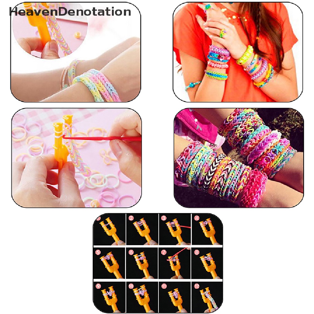 (Heavendenotation) 600pcs / Set Klip / Jepit Bentuk S Bahan Karet Warna Pelangi Untuk Gelang / Perhiasan Diy