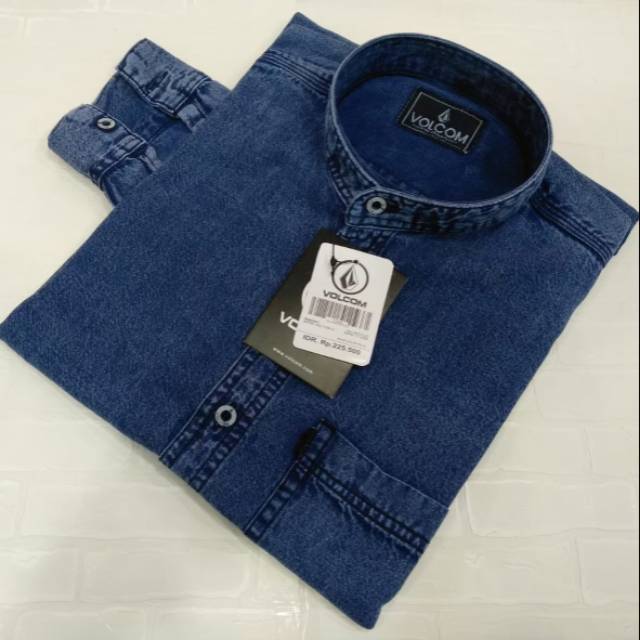 Kemeja Denim volcom Terlaris Lengan Panjang Ukuran Reguler Fit / Kemeja
