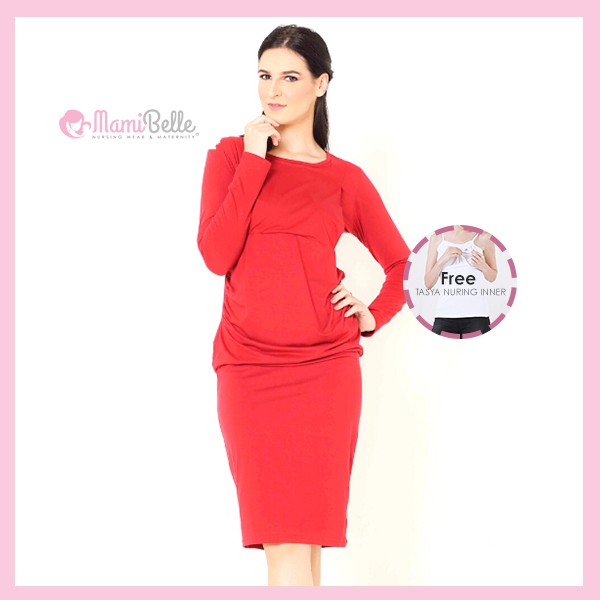 

Baju menyusui|baju hamil|atasan hamil MAMIBELLE FREDA Nursing Wear Red Grey Blouse Premium