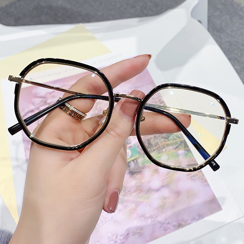 Kacamata Myopia Anti Blue Light Bingkai Besar Bahan Metal Gaya Retro Untuk Pria Dan Wanita