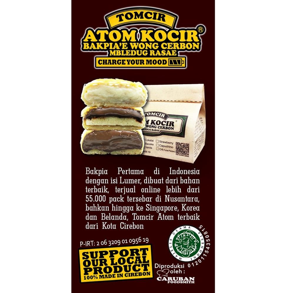 

[KODE PRODUK GSBQN3589] Tomcir Atom Kocir Cokelat Bakpia Cirebon 1 pack isi 5