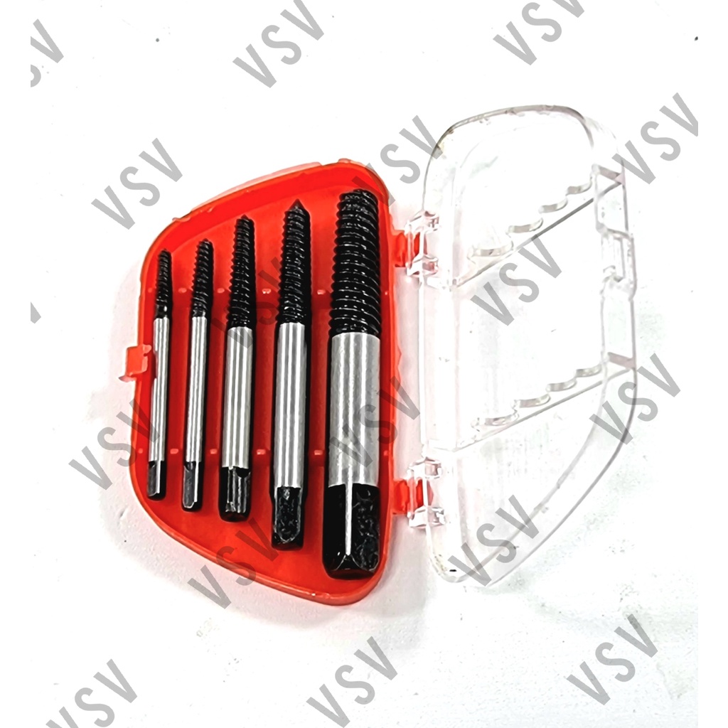 Tap Balik 5pcs Screw Extractor set Tab Balik Pembuka baut patah