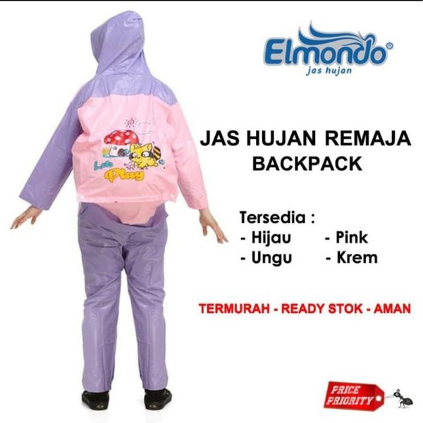 Jas Hujan Anak Remaja Setelan Jaket Celana BACKPACK EJC 606 Elmondo SD Umur 6-10Tahun