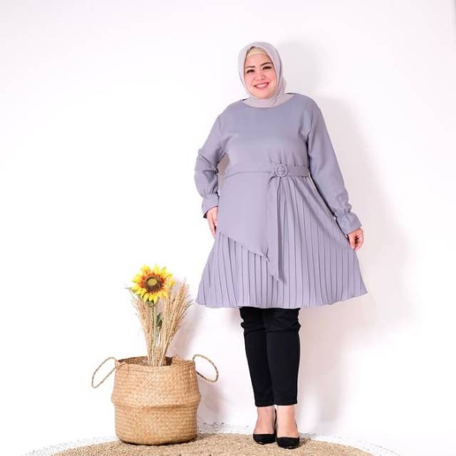 ATASAN WANITA JUMBO TUNIK PLISKET - AMORA