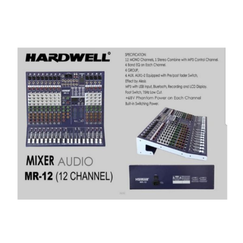 Mixer Audio Hardwell MR 12, mixer 12 channel, usb, bluetooth, garansi resmi hardwell