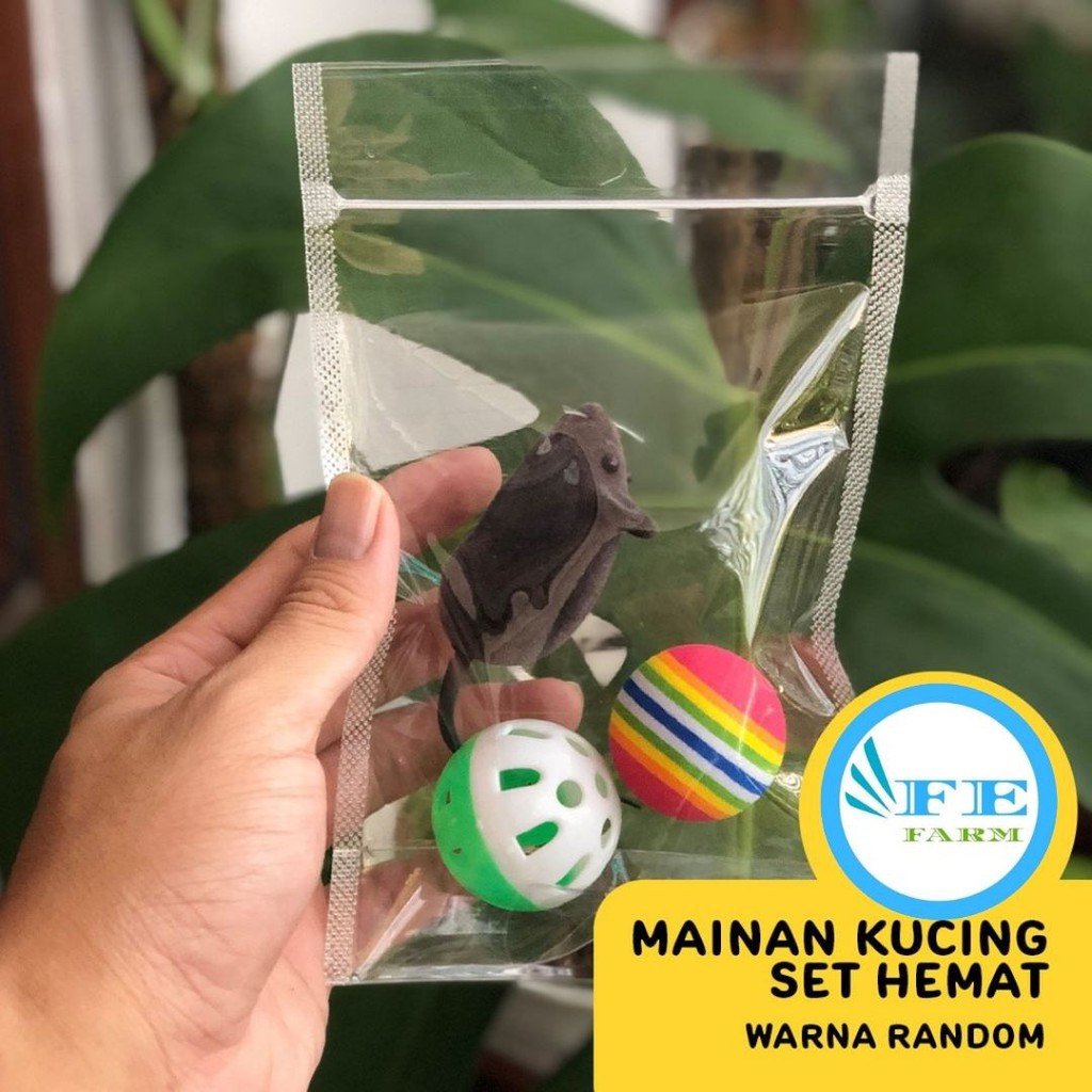 Mainan Kucing Cat Toys 3 in 1 Set Hemat Tikus Bola Bola Kemrincing FEFARM