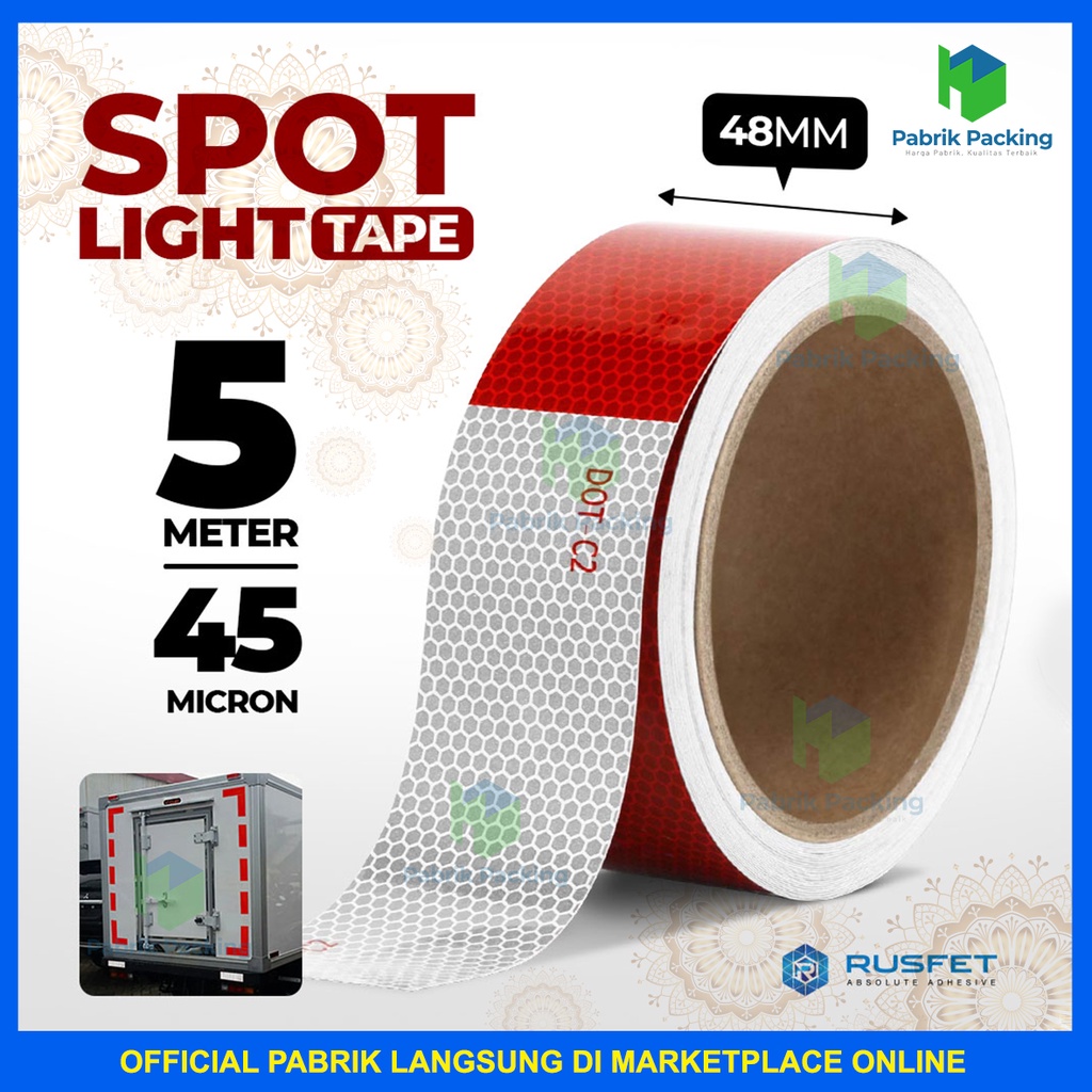 

SPOT LIGHT TAPE / REFLECTIVE SECURITY SAFETY MOBIL BOX GROSIR SATUAN - Merah, 48 MM X 5 METER