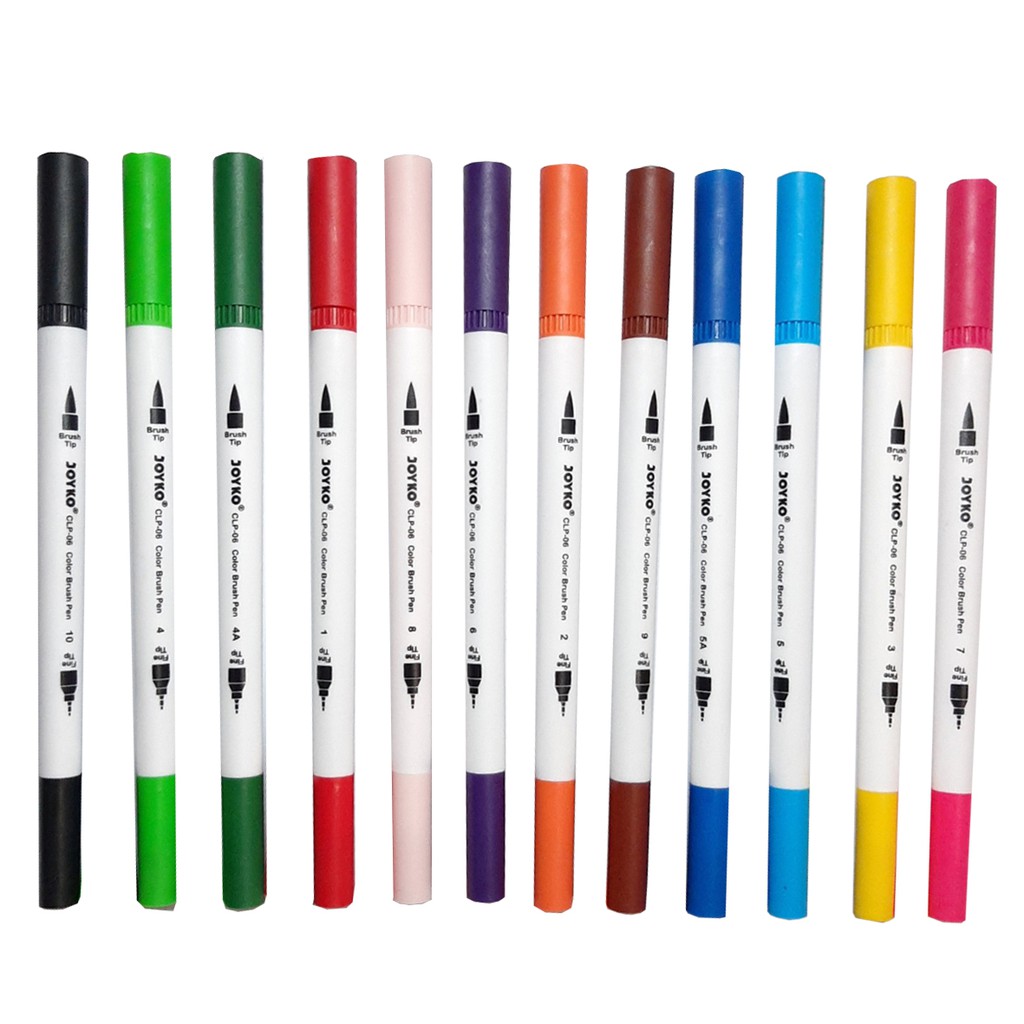 [Min Pembelian 3 pcs] JOYKO DOUBLE BRUSH PEN DUAL TIP - PENA KUAS DENGAN 2 SISI PER SATUAN