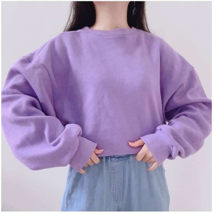 CROP OVERSIZE WANITA LILAC TEBAL PREMIUM TERBARU,