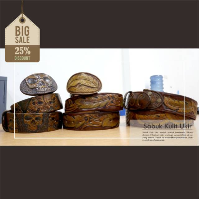 Sabuk kulit ukir / sabuk kulit / sabuk kulit sapi ukir