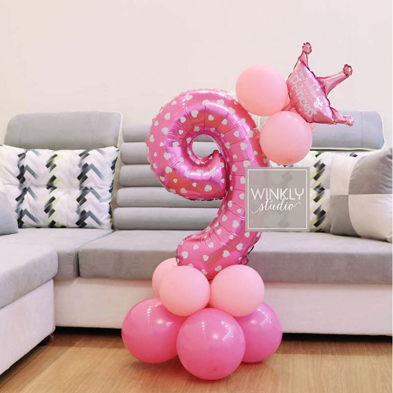 Balon Angka 100cm Warna Pink