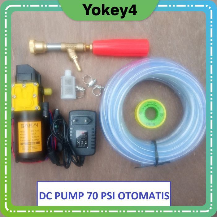 A18 Paket Alat Cuci Motor Mobil Steam Stim Mini Pompa DC 12 Volt 70 Psi Non Otomatis On Off DP 521