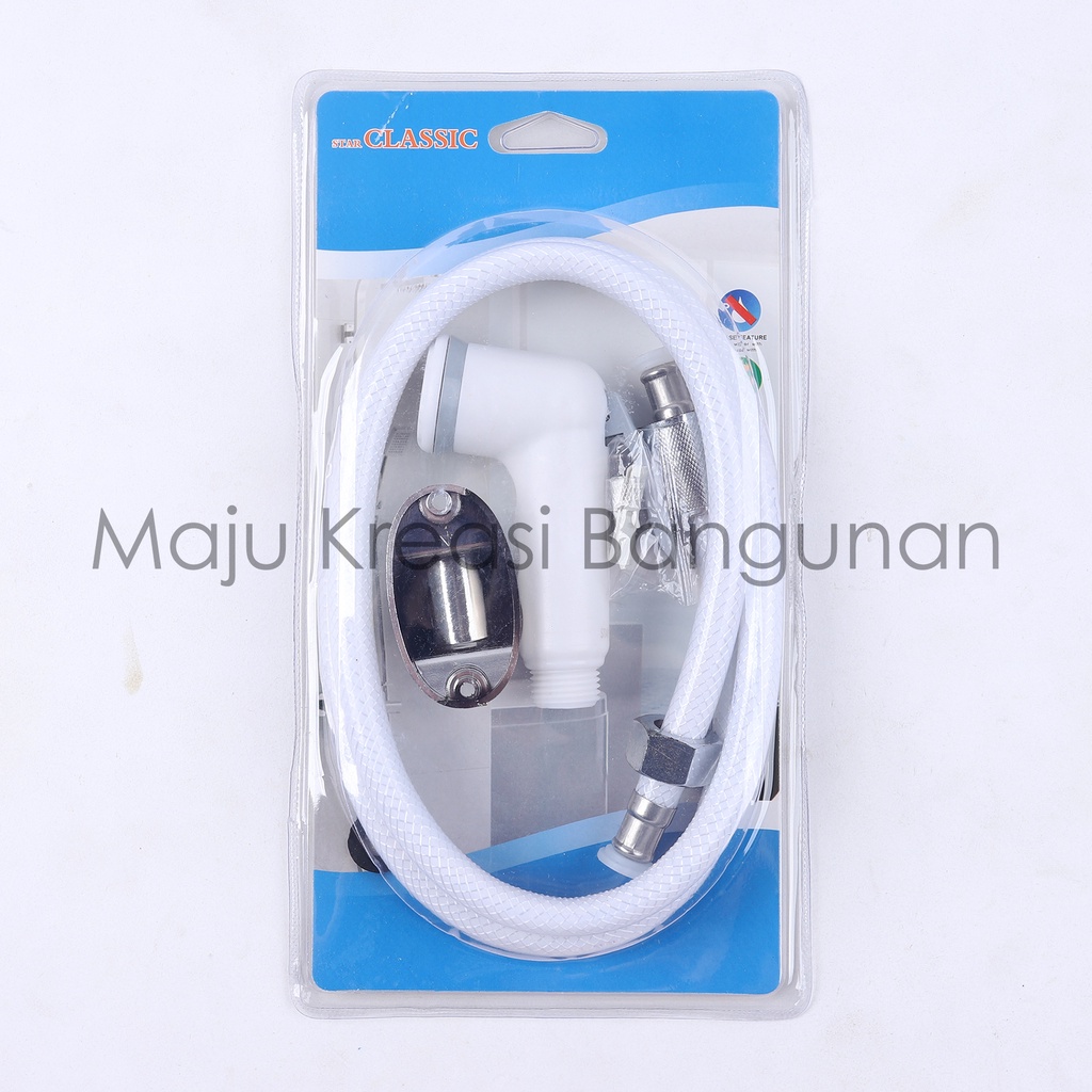 Jet Shower Set Classic PVC Plastik Semprotan Kepala Cebok Kamar Mandi Putih Bidet Shisuka Star Classic