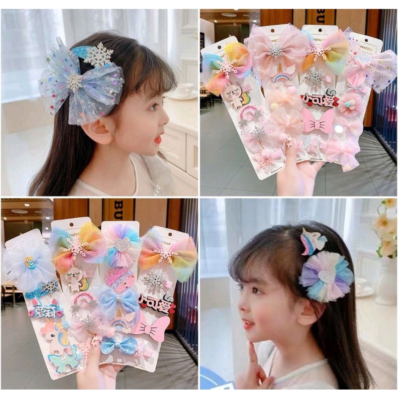 Jepit Rambut Anak 1pak isi 5pcs ( Kode Sifon Pastel)