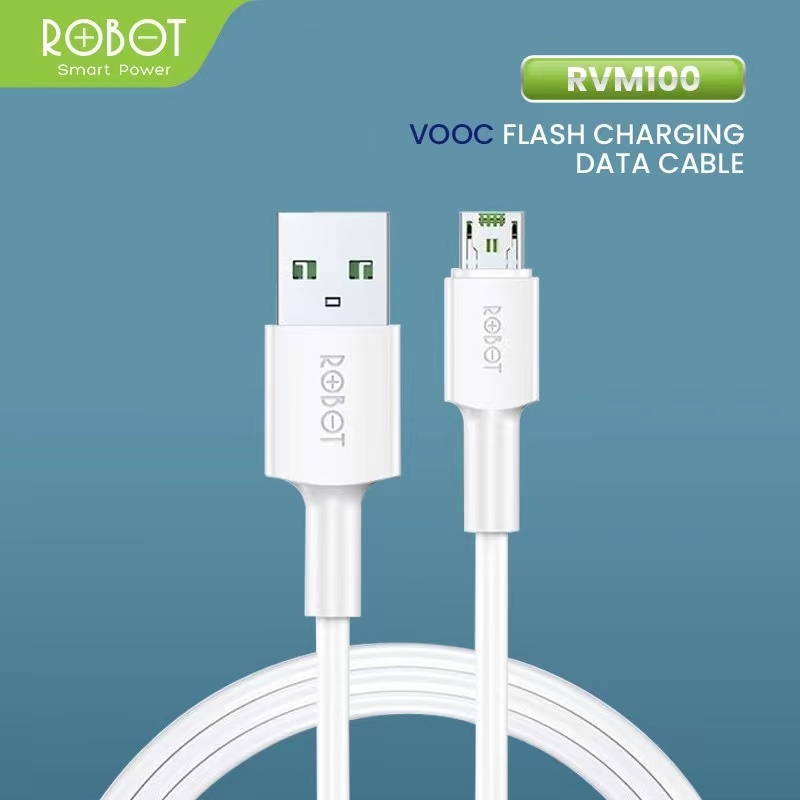 ROBOT RVM100 Kabel Data VOOC 4A 1M Flash Charging Micro Data Cable - Garansi Resmi 1 Tahun