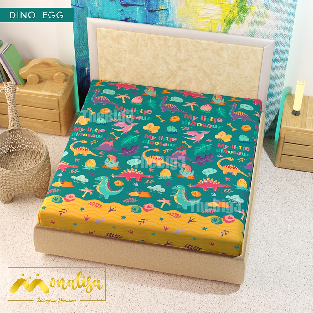 MONALISA Sprei Waterproof 180x200 - anti ompol air water proof Paus Rainbow  Rainbow Dinosaurus Rocket Galaxy180 SP-Dino Egg - WP