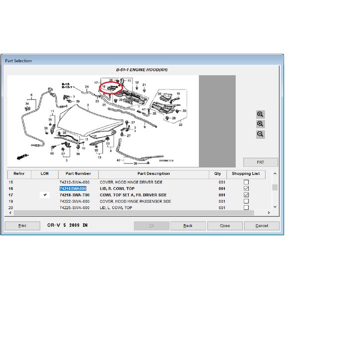 Cover Cowl Kanan CRV 2007-2012 Genuine