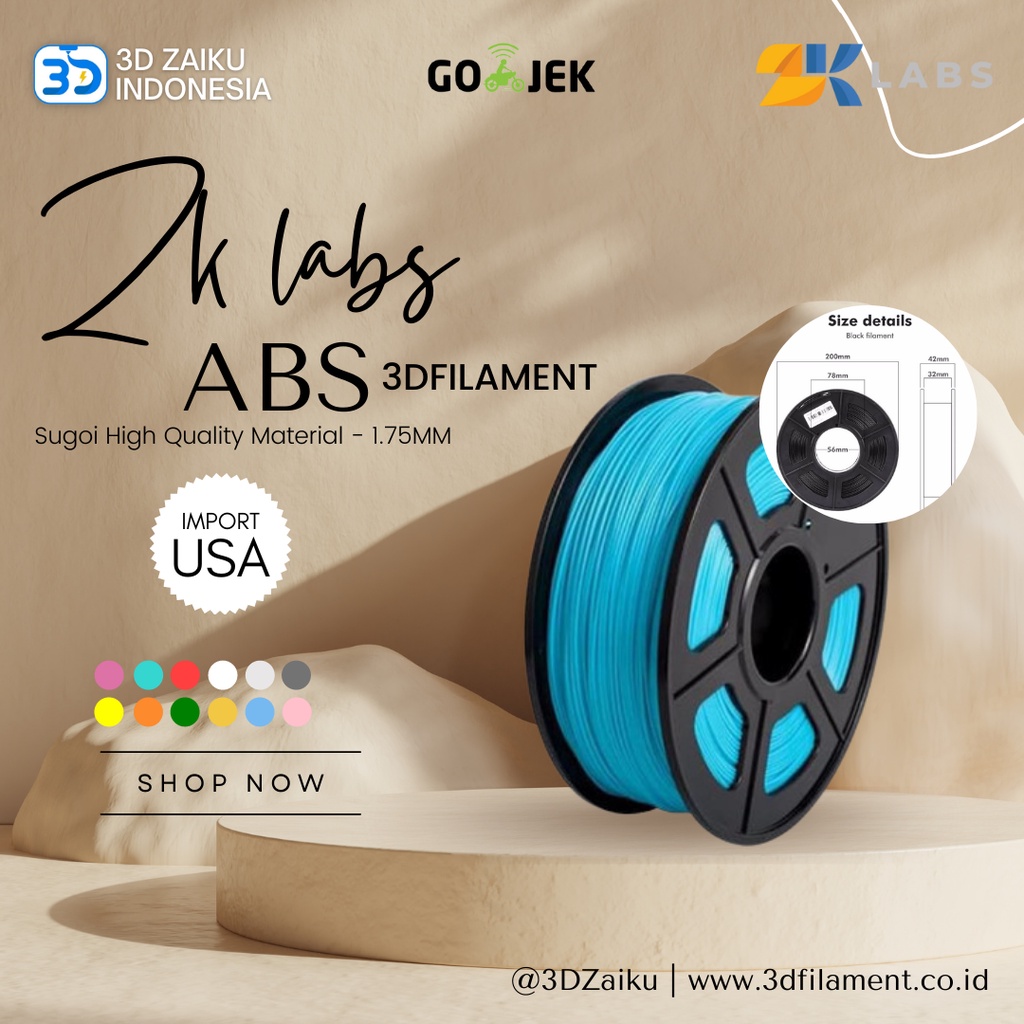 ZKLabs 3D Filament ABS Sugoi High Quality Material dari USA