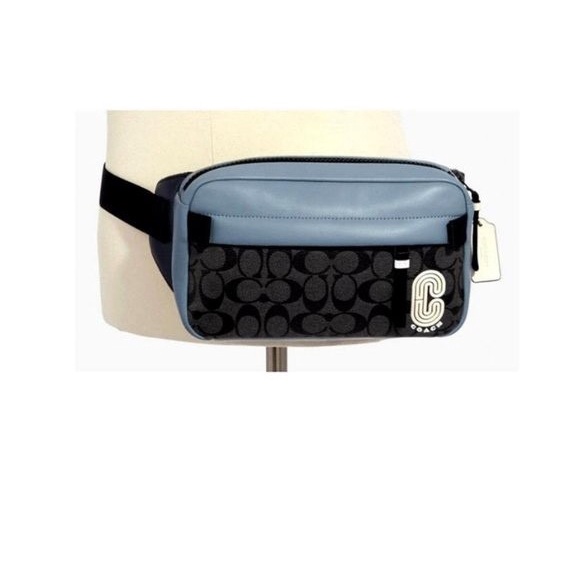 Coach Edge Belt Bag In Signature Canvas with Coach Patch Blue