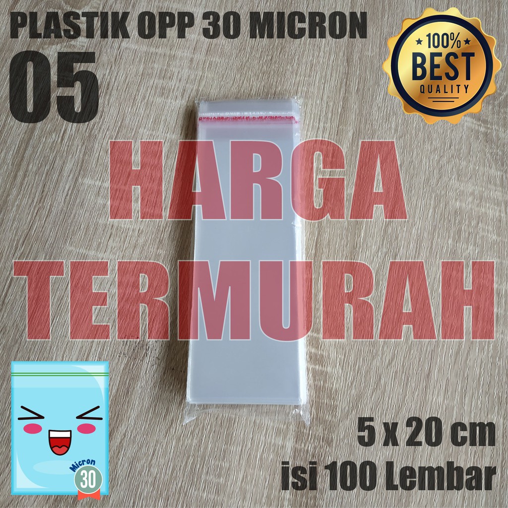 

PLASTIK OPP TEBAL 5 x 20 cm 30 MICRON (0,5) / PLASTIK KEMASAN