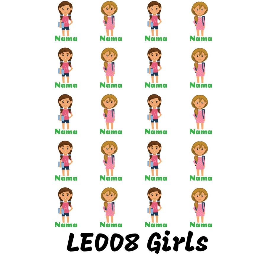

Sticker Nama Cutting Label Waterproof Tahan Air Girls Play 08 (LE008)