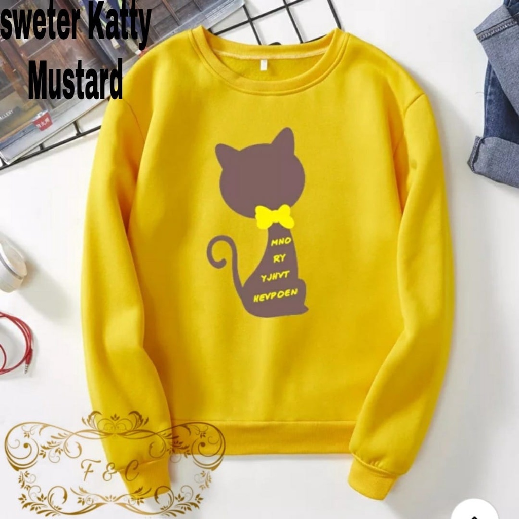 PCS SWEATER KATT 3 UKURAN L XL XXL FASHION PAKAIAN WANITA ATASAN BAHAN BABYTERRY FE