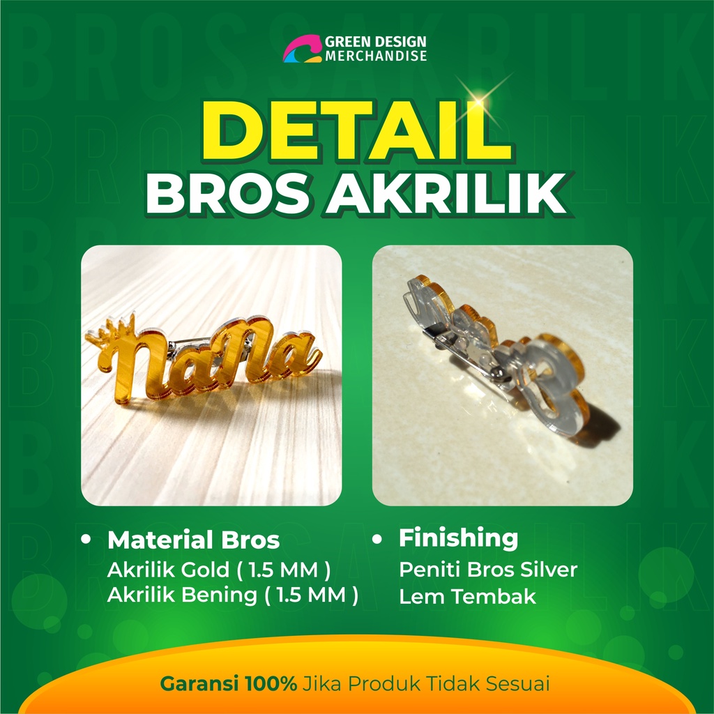 Bros nama bros nama custom bros akrilik bros huruf bros huruf inisial bros jilbab huruf bros hijab huruf nama tag nama pin