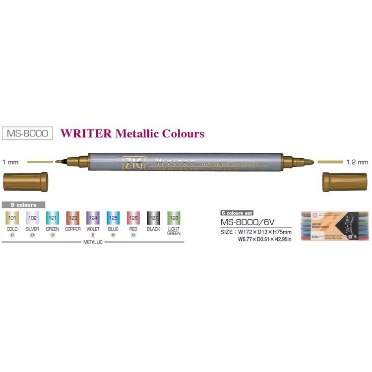 

Zig spidol memory system writer metallic colors marker MS 8000