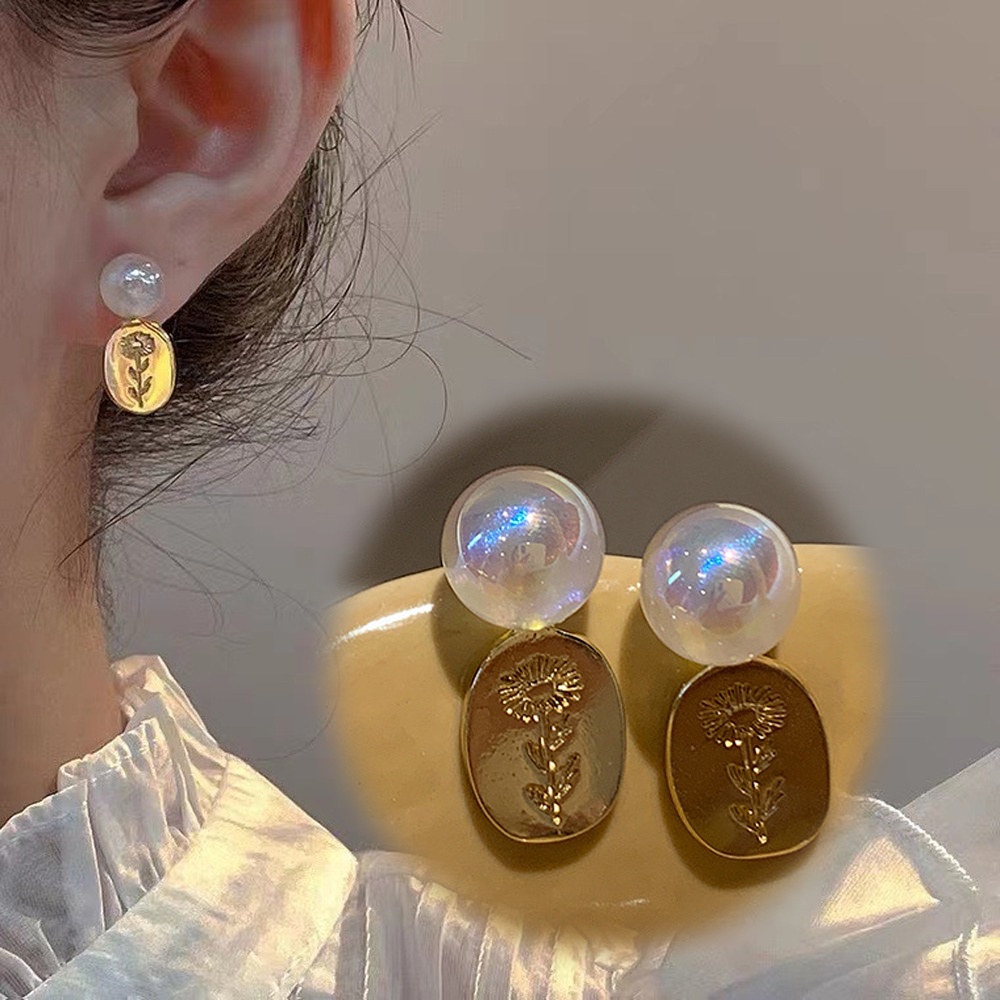 Anting Tusuk Desain Mermaid Hias Mutiara Gaya Populerunik Serbaguna Untuk Wanita